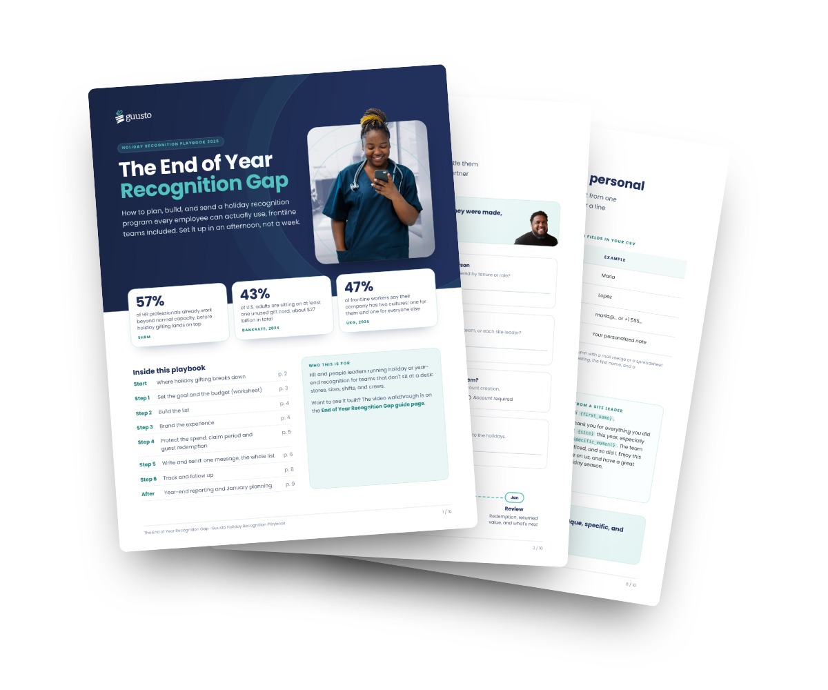 Pages from The Year-End Recognition Playbook by Guusto